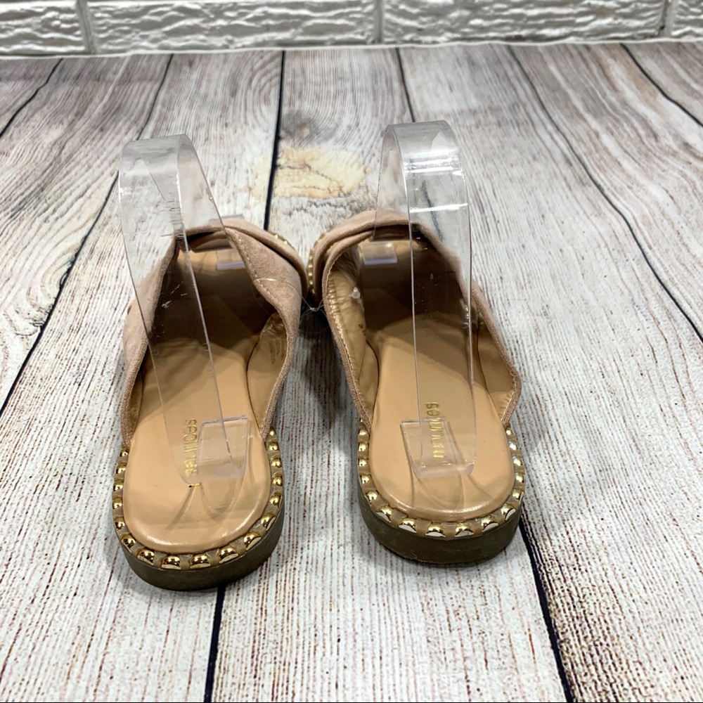 Maurices Mauve Faux Suede Saige Slides Gold Studs - Picture 5 of 5